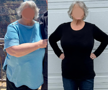 Two images side by side showing a person wearing a light blue shirt and a black shirt against different backgrounds.