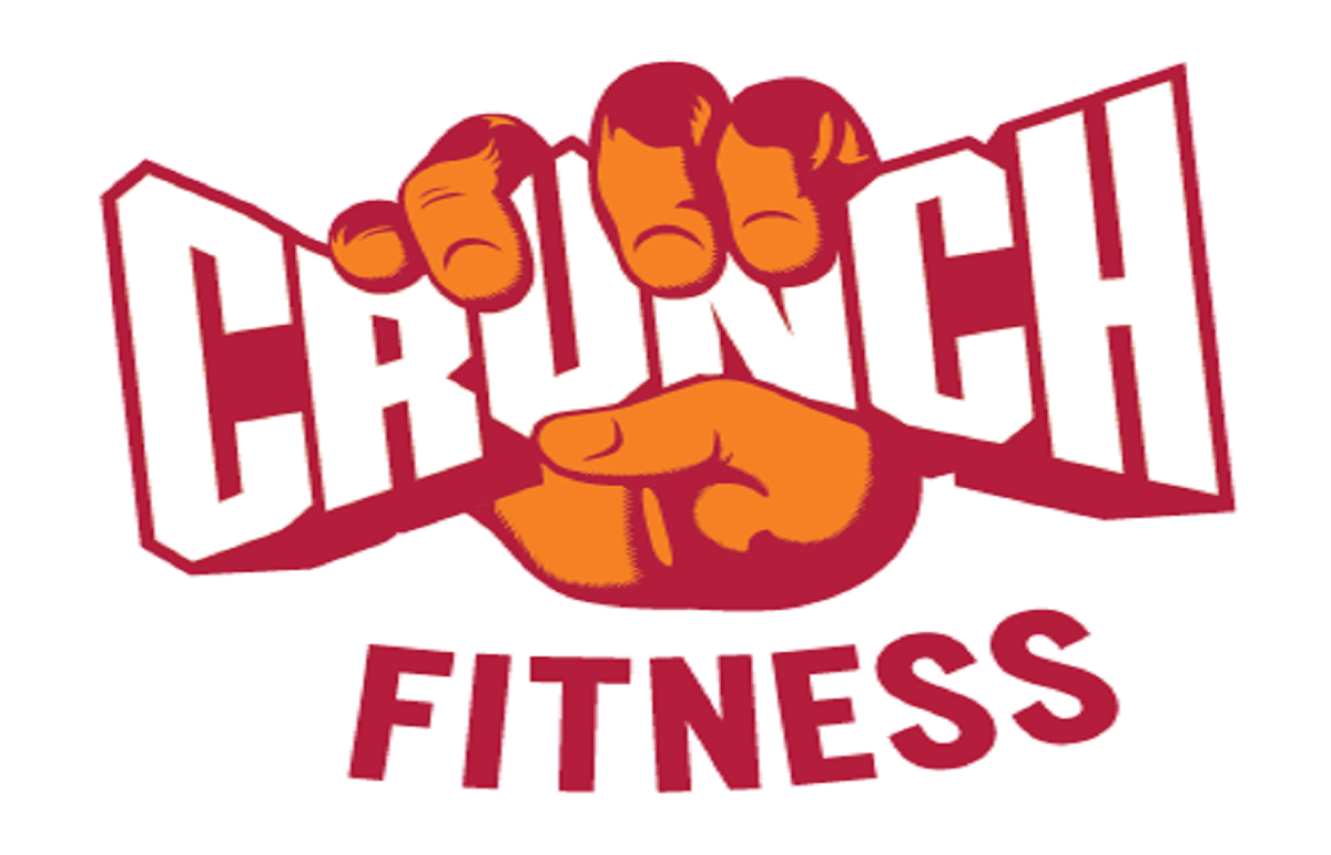 Crunch Fitness logo featuring a bold, stylized fist crushing the word 'CRUNCH' in uppercase, blocky letters. The design conveys strength, determination, and energy, often in blue, orange, or red color variations.