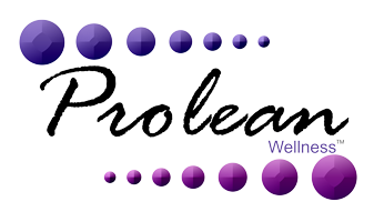 Prolean Wellness logo with purple dots on a white background