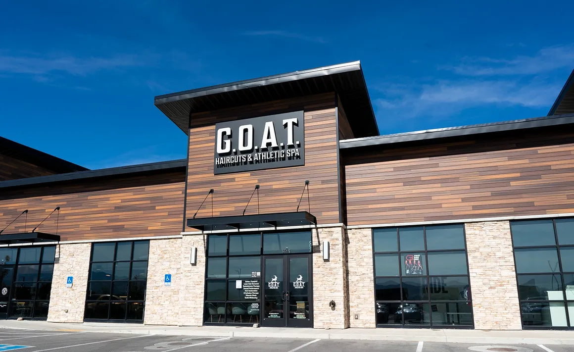 GOAT headquarters building with clear blue sky
